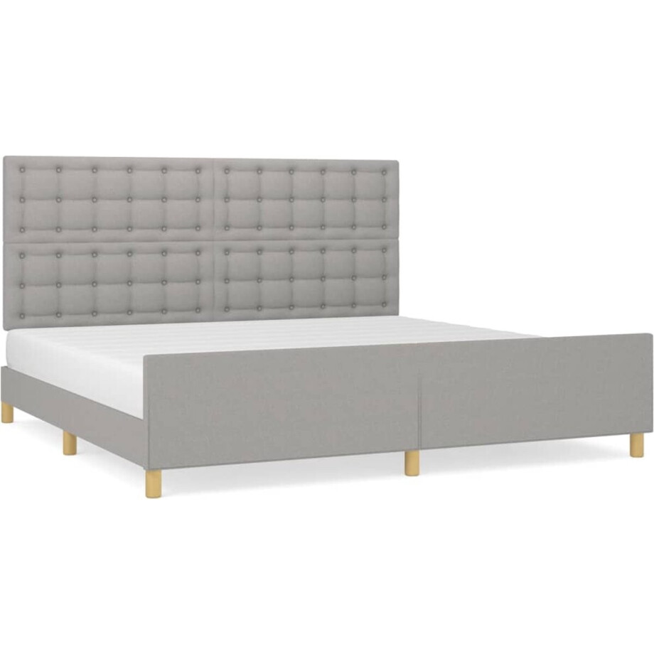 vidaXL - Bedframe - zonder - matras - stof - lichtgrijs - 200x200 - cm vidaXL - Bedframe - zonder - matras - stof - lichtgrijs - 200x200 - cm afbeelding 1
