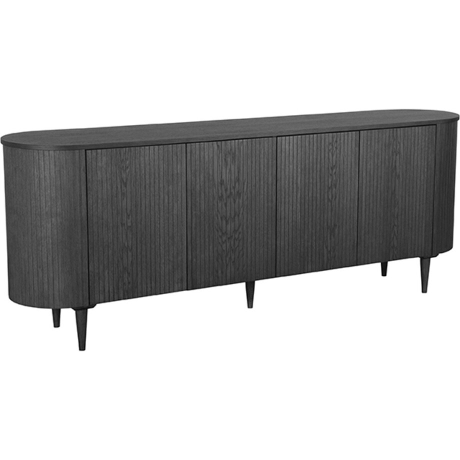LABEL51 Oliva Dressoir - Zwart - Eiken - 220 cm LABEL51 Oliva Dressoir - Zwart - Eiken - 220 cm afbeelding 1