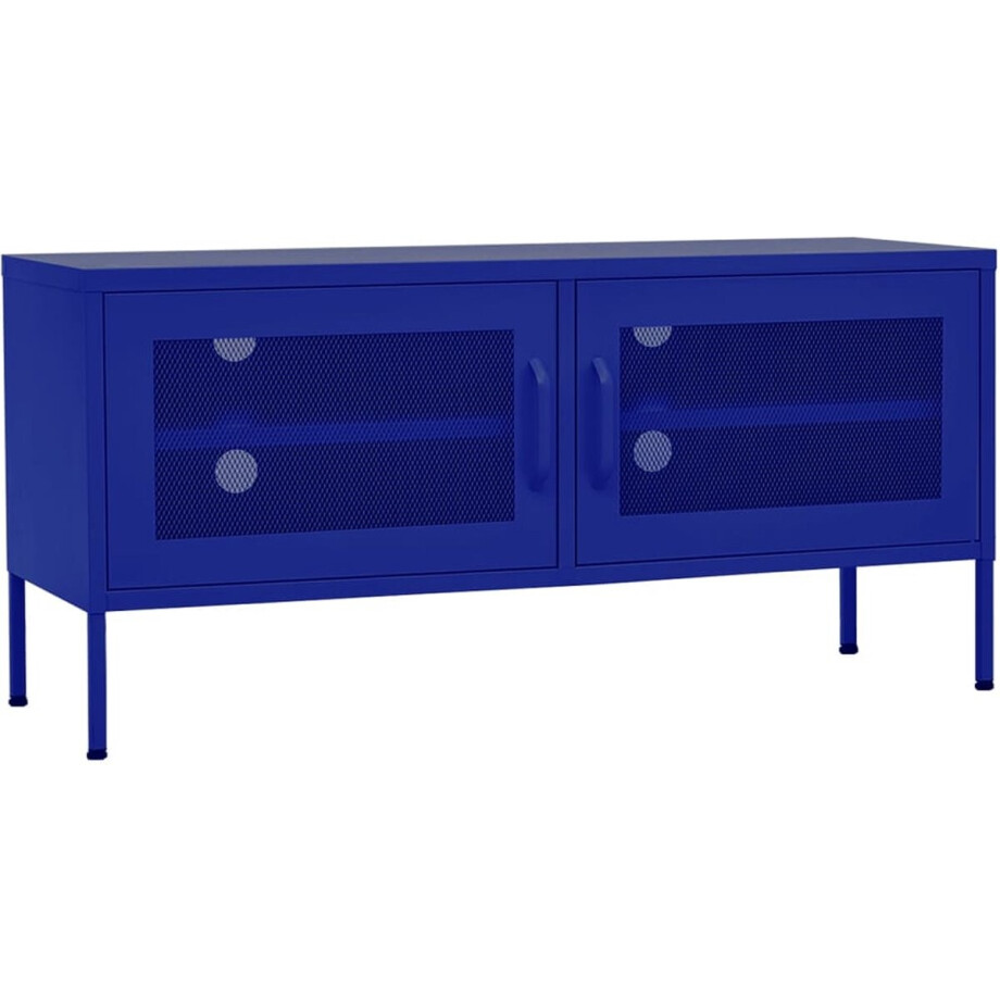 vidaXL Tv-meubel staal marineblauw 105x35x50 cm Televisieseriefgoed - Tv Tafel - Tv Stand - Mediabox - Media Shelving afbeelding 1