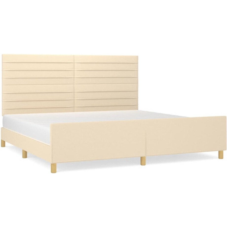 vidaXL - Bedframe - zonder - matras - stof - crèmekleurig - 200x200 - cm afbeelding 1