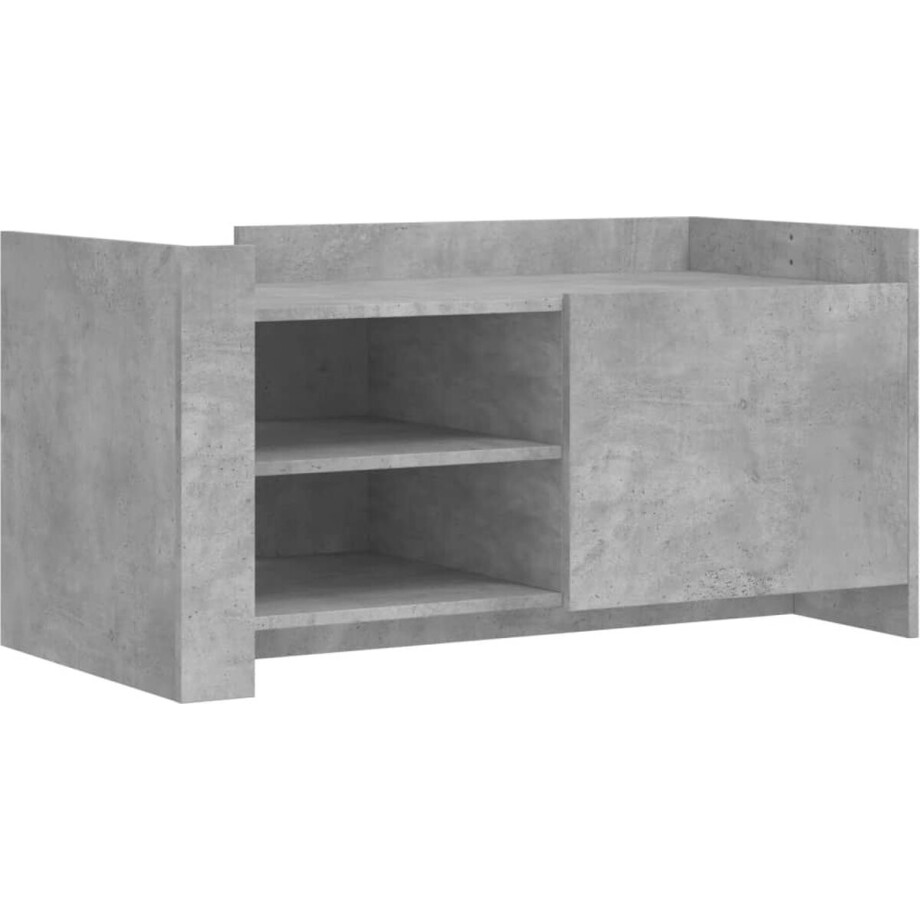 vidaXL - Salontafel - 100x50x50 - cm - bewerkt - hout - betongrijs afbeelding 1