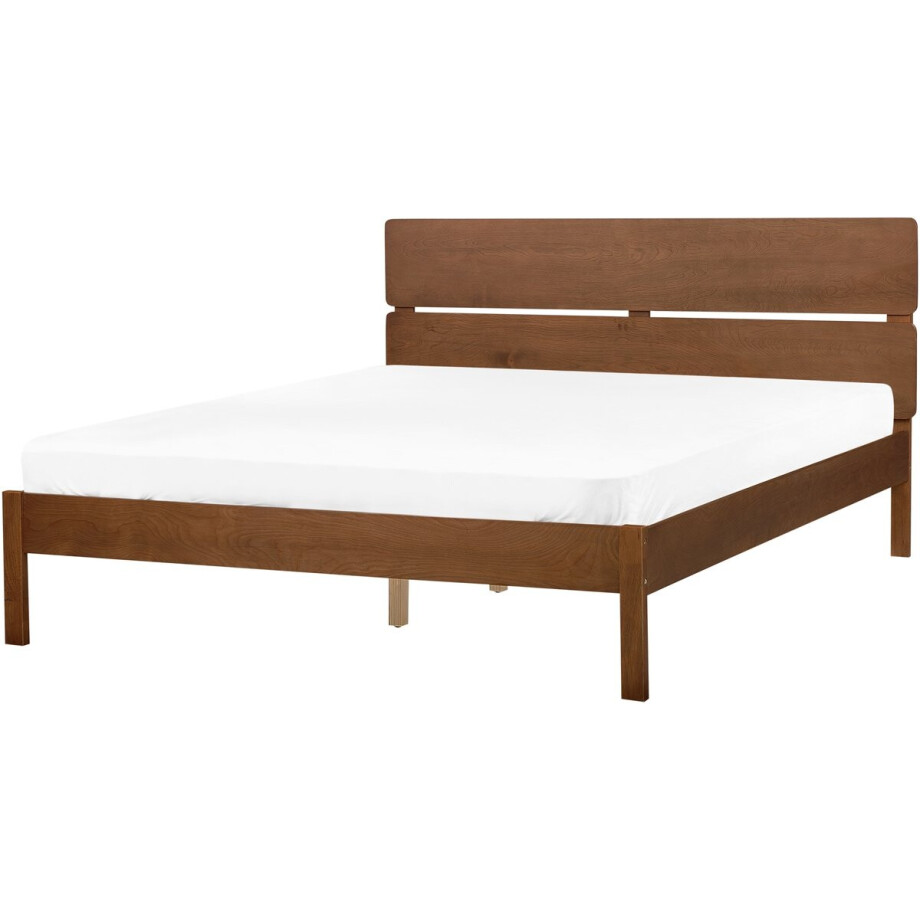 BOISSET - Bed - Donkerbruin - 160 x 200 cm - Rubberhout afbeelding 1
