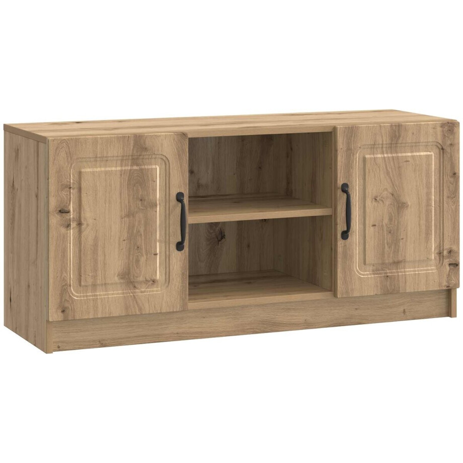 vidaXL - TV - Kast - Artisanaal - eiken - 102 - x - 34,5 - x - 47 - cm - Bewerkt - hout vidaXL - TV - Kast - Artisanaal - eiken - 102 - x - 34,5 - x - 47 - cm - Bewerkt - hout afbeelding 1
