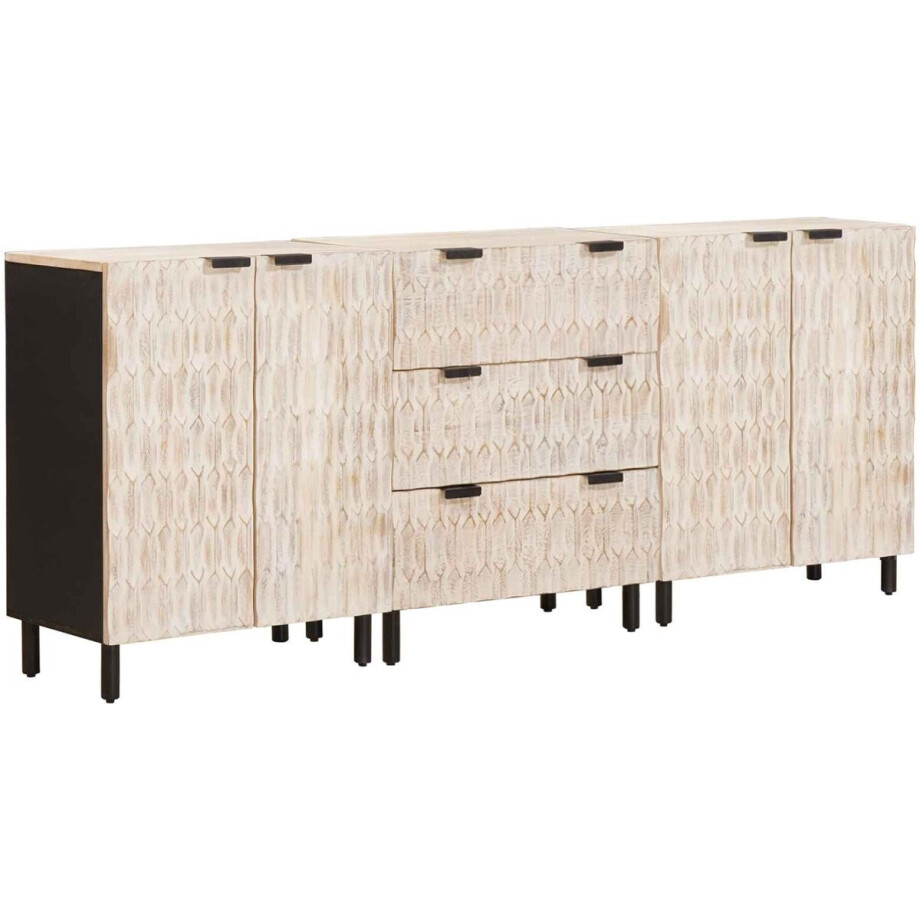 vidaXL - Dressoir - 3 - pcs - Witte - Was - Afwerking - 180 - x - 33 - x - 75 - cm vidaXL - Dressoir - 3 - pcs - Witte - Was - Afwerking - 180 - x - 33 - x - 75 - cm afbeelding 1