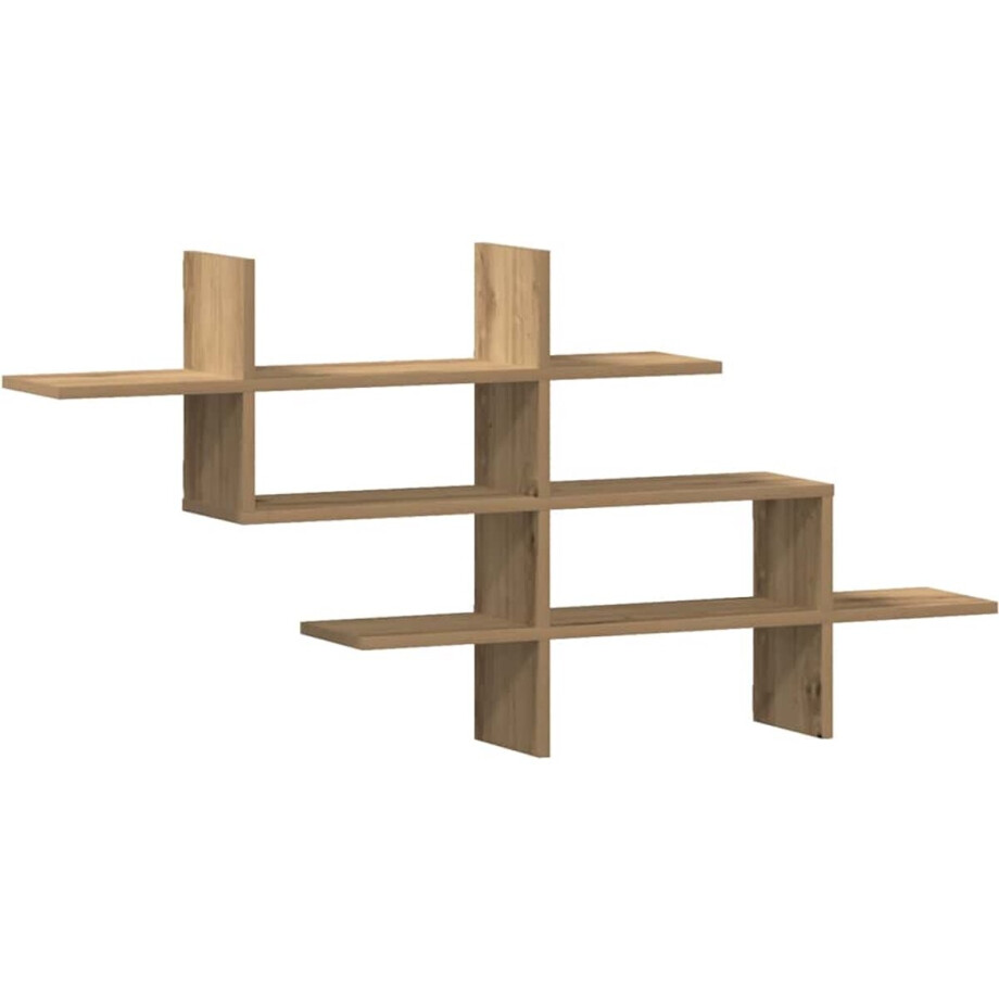 vidaXL - Wandschap - 124,5x18x60,5 - cm - bewerkt - hout - artisanaal - eikenkleurig afbeelding 1