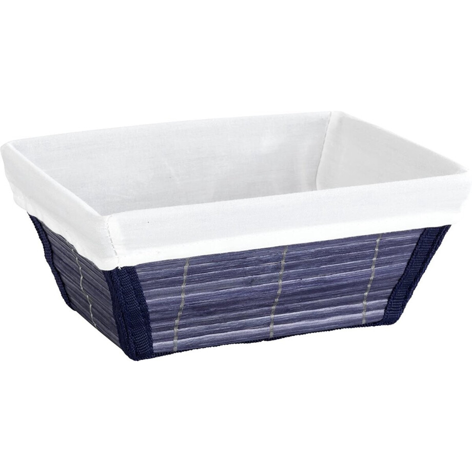 WENKO Opbergmand Bamboo M donkerblauw - badmand, bamboe, 19,5 x 9 x 15 cm, donkerblauw afbeelding 1