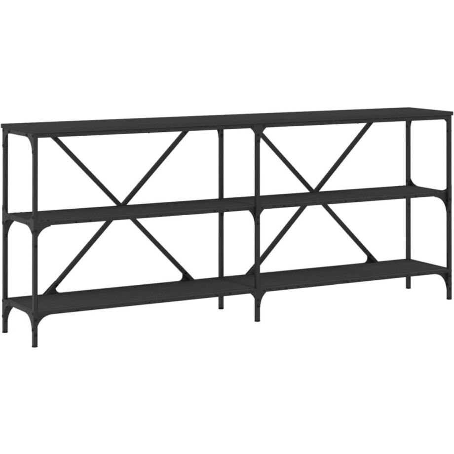 vidaXL - Wandtafel - 180x30x75 - cm - bewerkt - hout - en - ijzer - zwart afbeelding 1