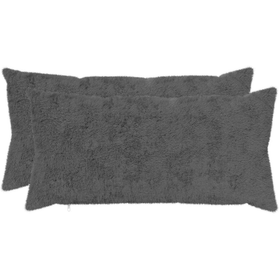 vidaXL - Kussensloop - 2 - st - HEERLEN - Donkergrijs - 40 - x - 70 - cm afbeelding 1