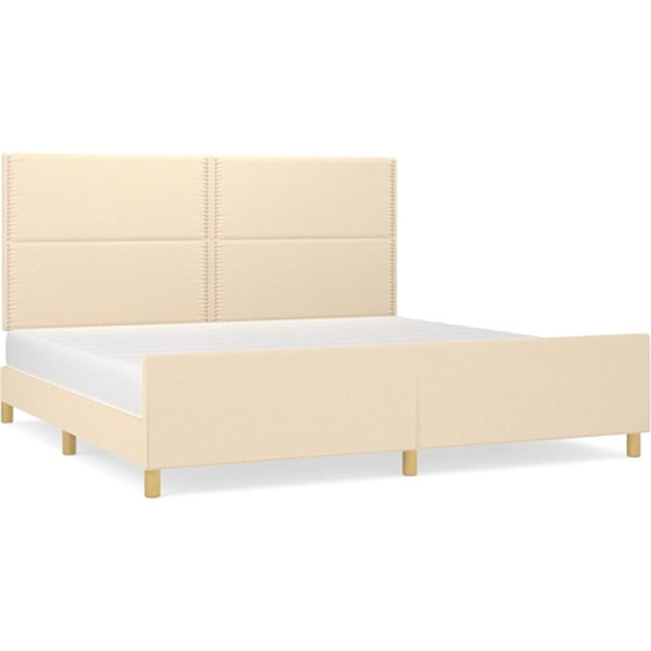 vidaXL - Bedframe - zonder - matras - stof - crèmekleurig - 200x200 - cm vidaXL - Bedframe - zonder - matras - stof - crèmekleurig - 200x200 - cm afbeelding 1