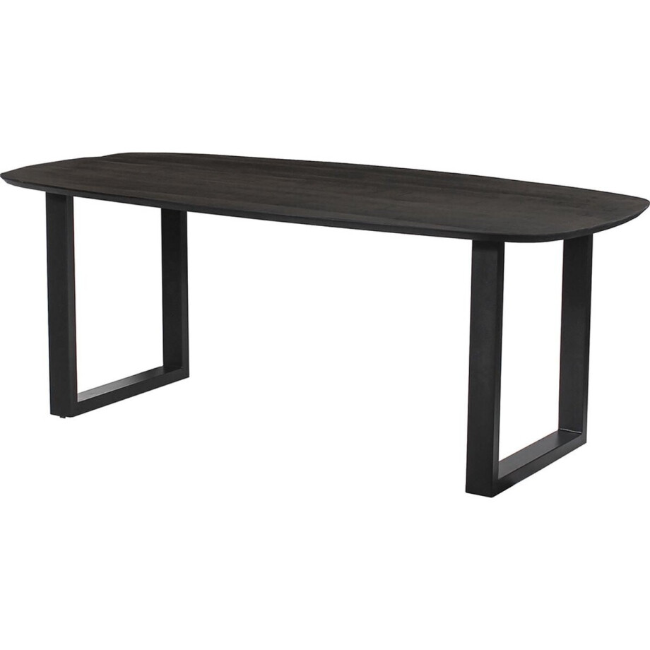 Tafel 'Isabella' 200 cm U-Poot Ovaal Mango Hout Zwart afbeelding 1