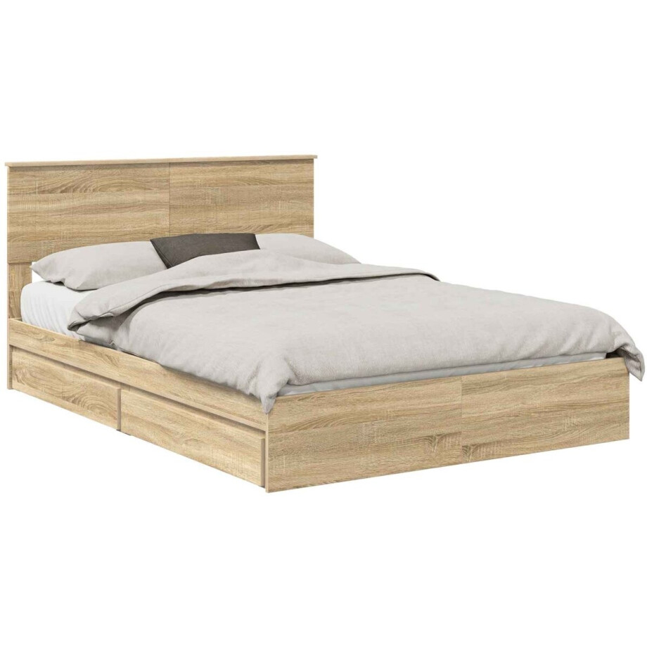 vidaXL - Opbergbed - met - hoofdeinde - Sonoma - Eik - 140 - x - 200 - cm - Bewerkt - hout vidaXL - Opbergbed - met - hoofdeinde - Sonoma - Eik - 140 - x - 200 - cm - Bewerkt - hout afbeelding 1