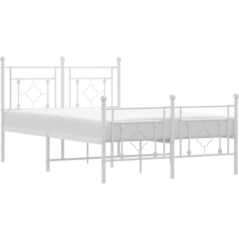 vidaXL - Bedframe - met - hoofd- - en - voeteneinde - metaal - wit - 120x200 - cm vidaXL - Bedframe - met - hoofd- - en - voeteneinde - metaal - wit - 120x200 - cm afbeelding 1