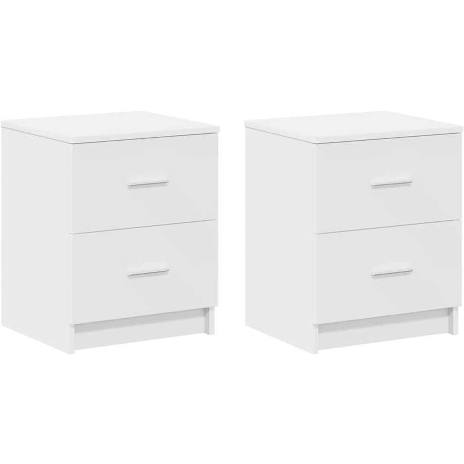 vidaXL - Nachtkastjes - 2 - st - met - 2 - lades - 40x36x50 - cm - wit vidaXL - Nachtkastjes - 2 - st - met - 2 - lades - 40x36x50 - cm - wit afbeelding 1