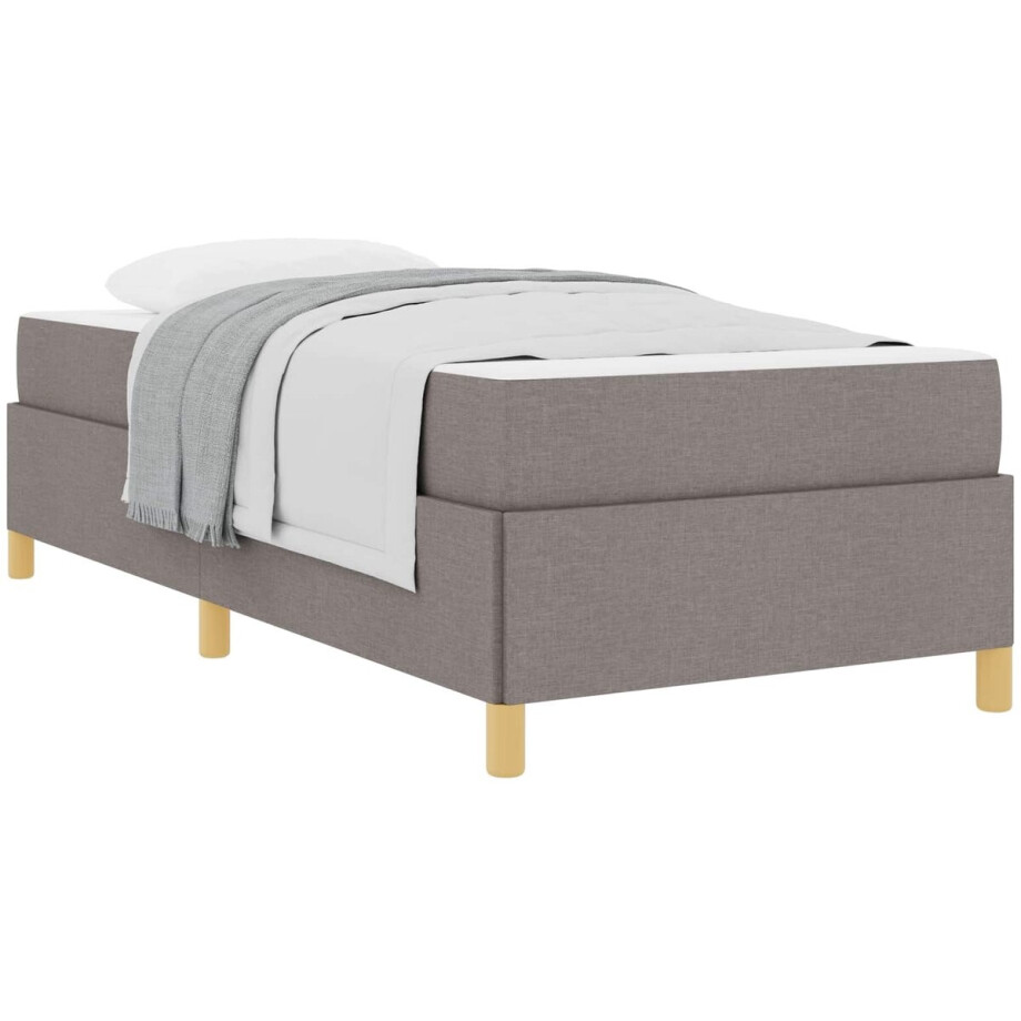 vidaXL - Bedframe - Taupe - 90 - x - 190 - cm - Stof vidaXL - Bedframe - Taupe - 90 - x - 190 - cm - Stof afbeelding 1