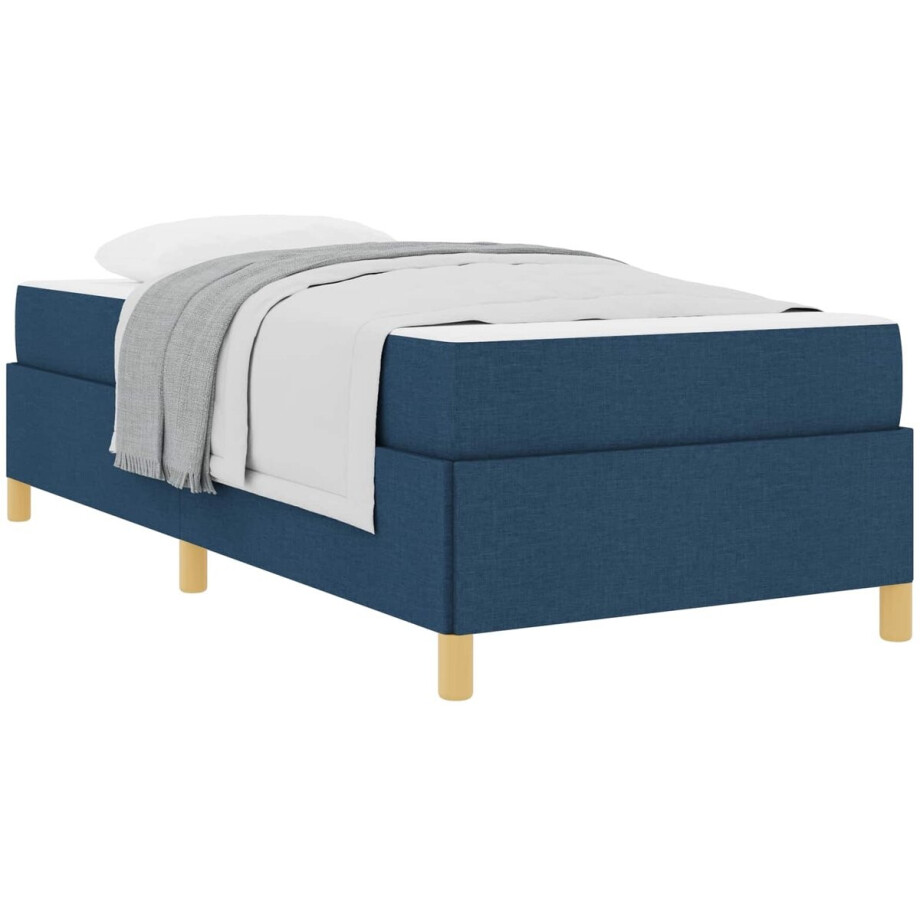 vidaXL - Bedframe - met - matras - Blauw - 90 - x - 200 - cm - Stof vidaXL - Bedframe - met - matras - Blauw - 90 - x - 200 - cm - Stof afbeelding 1