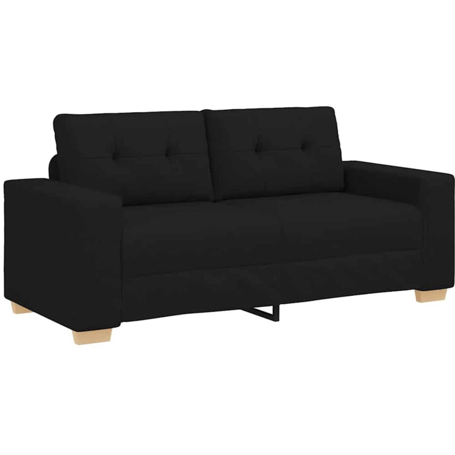 vidaXL - Loveseat - bank - 180x77x82 - cm - stof - zwart vidaXL - Loveseat - bank - 180x77x82 - cm - stof - zwart afbeelding 1