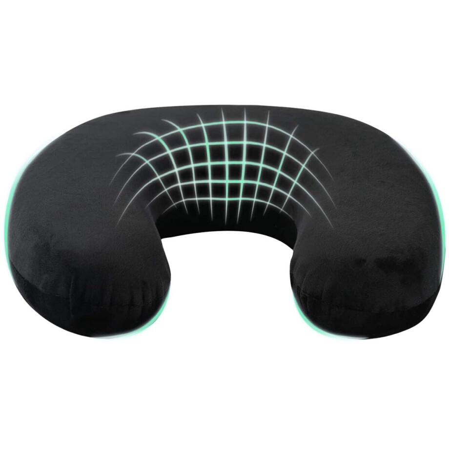 vidaXL - Reis - Nekkussen - Éénkleurig - Zwart - 27 - x - 27 - x - 8 - cm - Traagschuim afbeelding 1