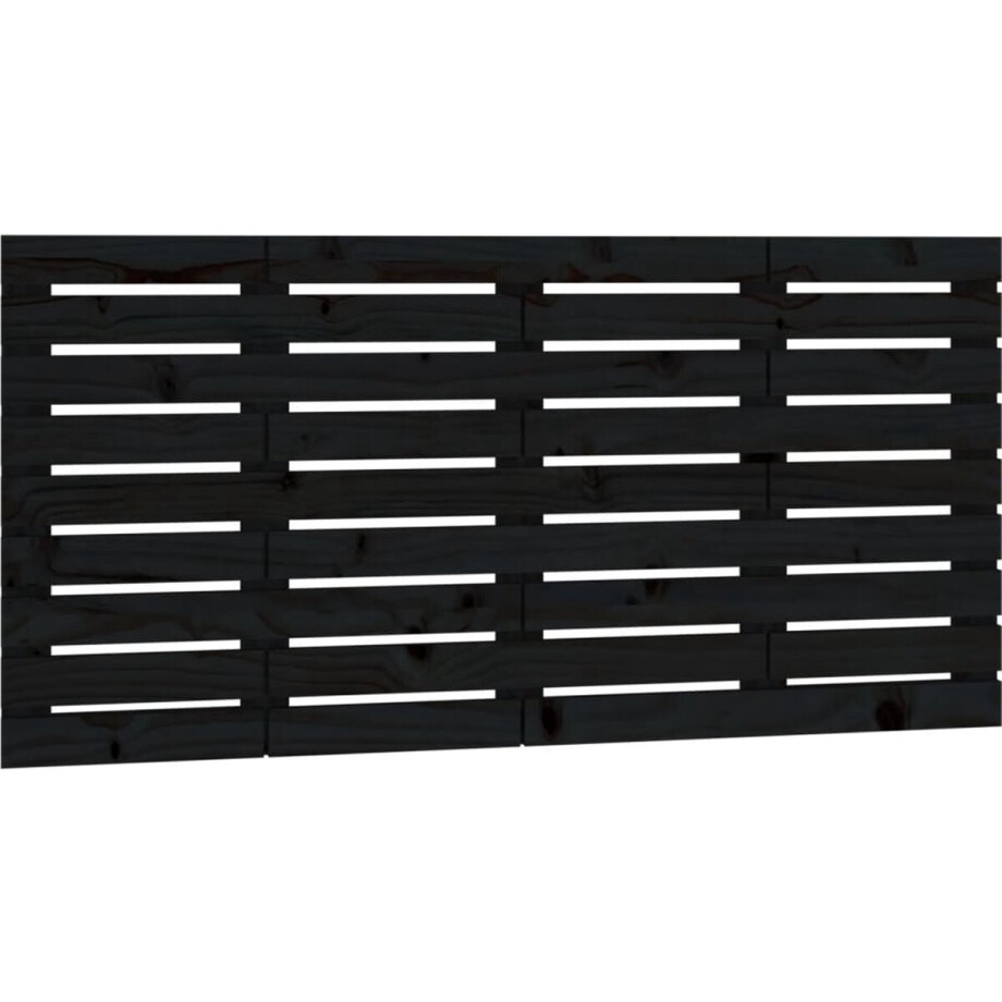 vidaXL - Hoofdbord - wandmontage - 126x3x63 - cm - massief - grenenhout - zwart afbeelding 1
