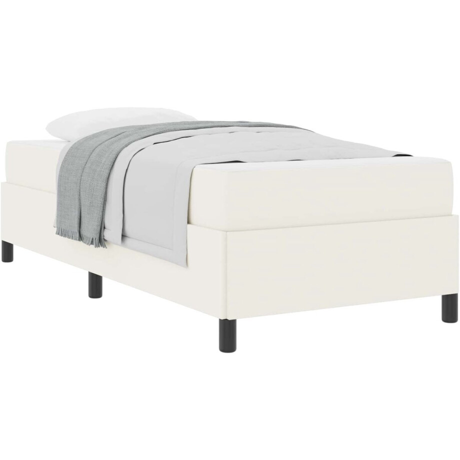 vidaXL - Bedframe - met - matras - Crème - 100 - x - 200 - cm - Stof vidaXL - Bedframe - met - matras - Crème - 100 - x - 200 - cm - Stof afbeelding 1