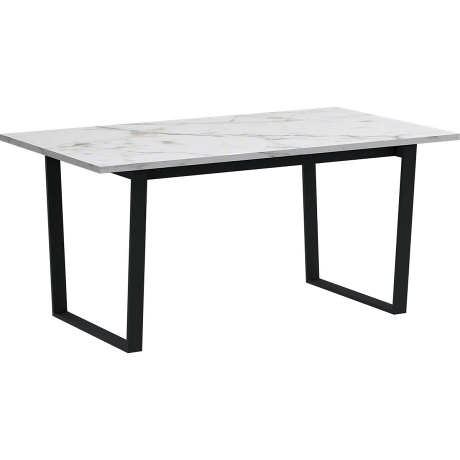 Amble eetkamertafel 90x160cm wit marmerprint. afbeelding 1