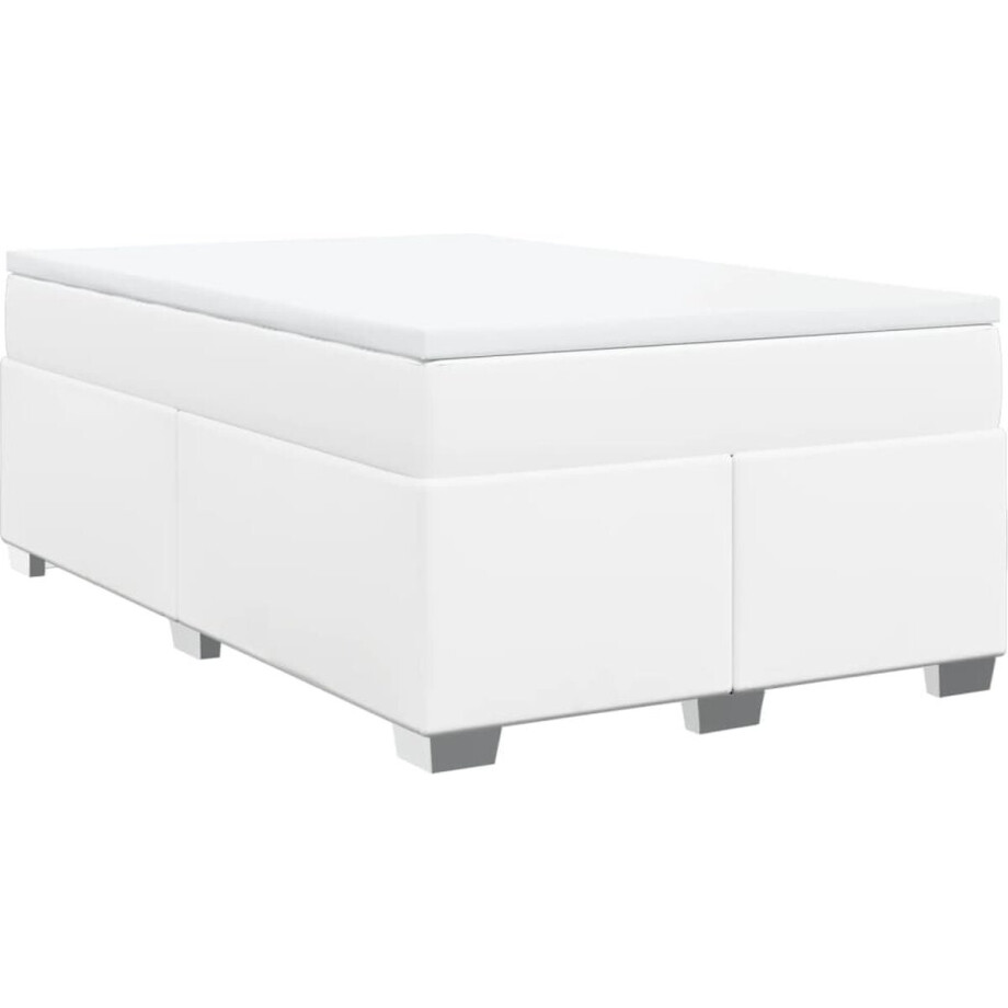 vidaXL - Boxspring - met - matras - kunstleer - wit - 120x190 - cm afbeelding 1