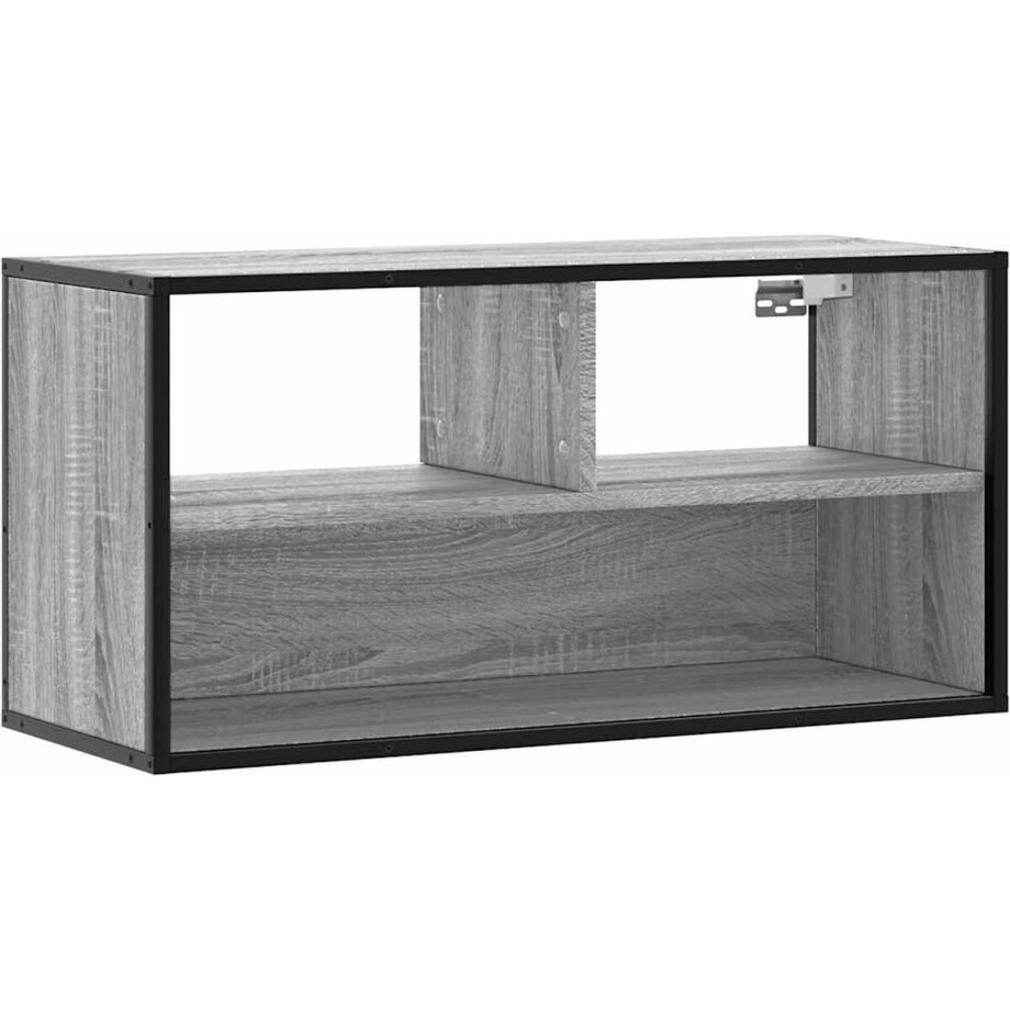 vidaXL - Tv-meubel - 80x31x39,5 - cm - bewerkt - hout - metaal - grijs - sonoma - eiken vidaXL - Tv-meubel - 80x31x39,5 - cm - bewerkt - hout - metaal - grijs - sonoma - eiken afbeelding 1