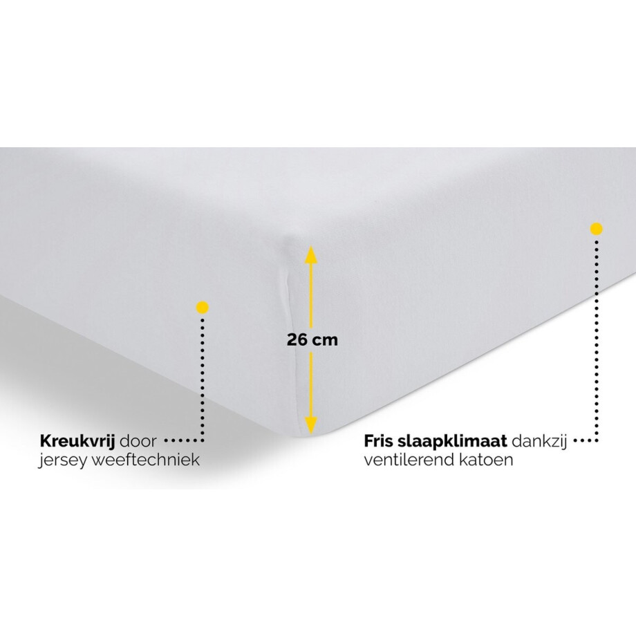 Beter Bed Select Jersey Hoeslaken - 120 x 200/210/220 cm - 100% Katoen - Matrasbeschermer - Matrashoes - Wit afbeelding 1