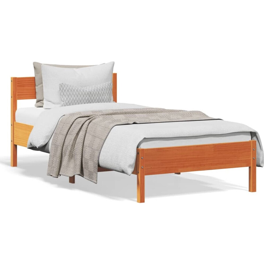 vidaXL - Bedframe - zonder - matras - massief - grenenhout - wasbruin - 90x190 - cm afbeelding 1