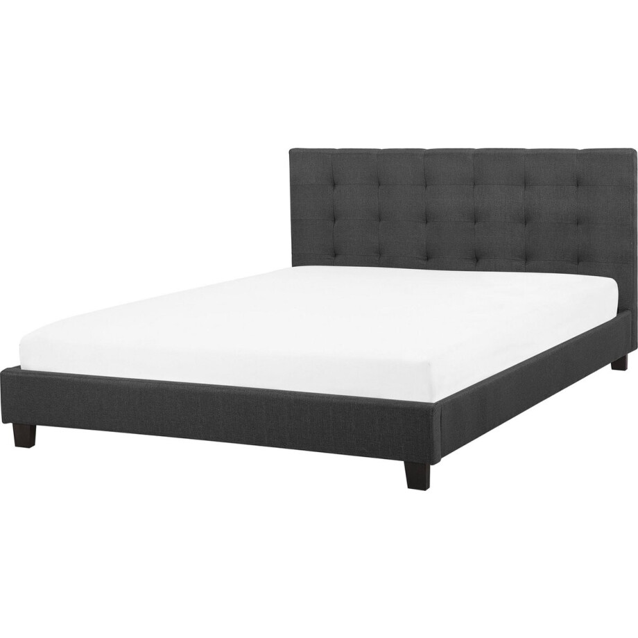 BELIANI ROCHELLE - Tweepersoonsbed - Donkergrijs - 140 x 200 cm - Polyester afbeelding 1