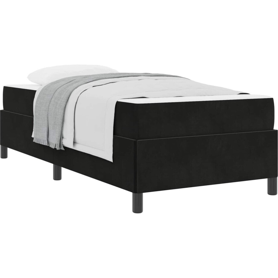 vidaXL - Bedframe - met - matras - Zwart - 90 - x - 200 - cm - Stof vidaXL - Bedframe - met - matras - Zwart - 90 - x - 200 - cm - Stof afbeelding 1