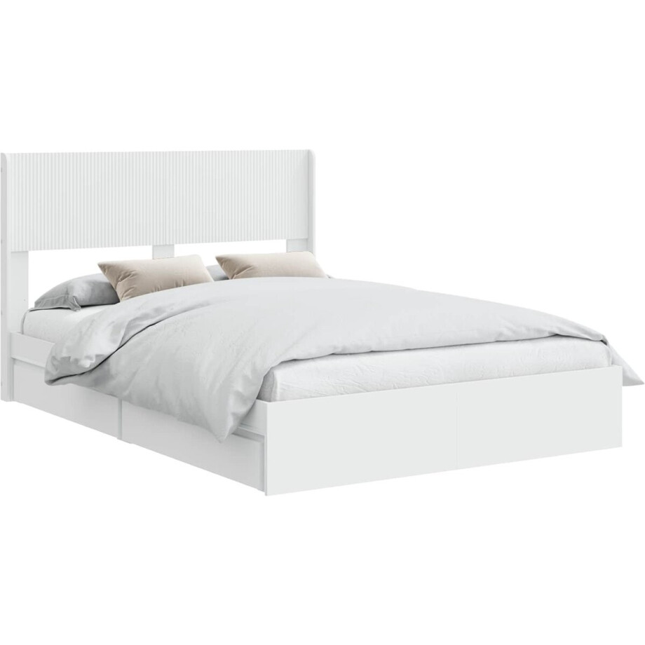 vidaXL - Bedframe - met - opbergruimte - en - hoofdbord - Wit - 160 - x - 200 - cm vidaXL - Bedframe - met - opbergruimte - en - hoofdbord - Wit - 160 - x - 200 - cm afbeelding 1