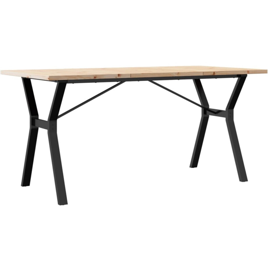vidaXL Eettafel - Eettafels - Eetkamertafel - Tafel - Eettafel Y-frame 140x80x75,5 cm massief grenenhout en gietijzer afbeelding 1