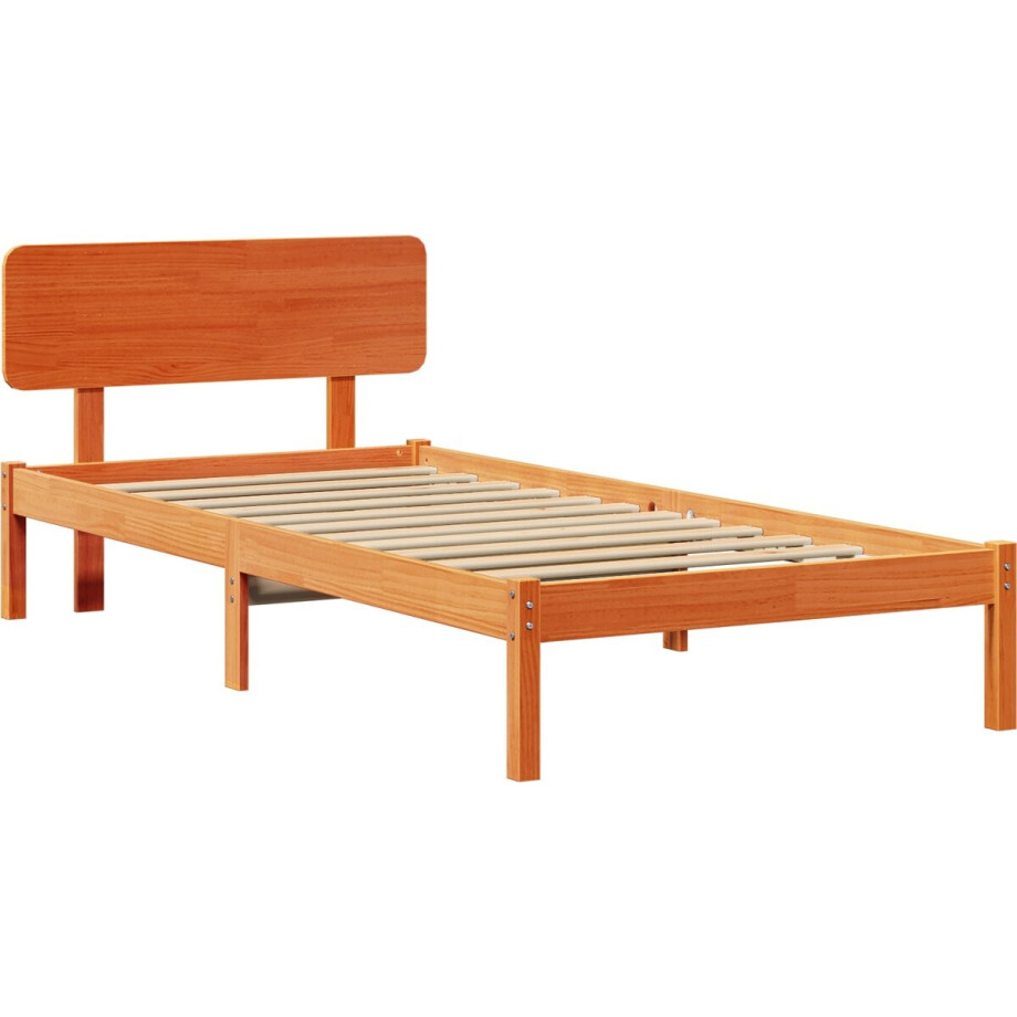vidaXL - Bedframe - met - hoofdeinde - Wasbruin - 80 - x - 200 - cm - Massief - grenenhout vidaXL - Bedframe - met - hoofdeinde - Wasbruin - 80 - x - 200 - cm - Massief - grenenhout afbeelding 1