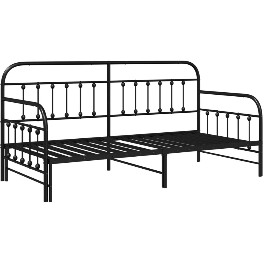 vidaXL - Bedframe - voor - een - daybed - Zwart - 100 - x - 200 - cm - Staal vidaXL - Bedframe - voor - een - daybed - Zwart - 100 - x - 200 - cm - Staal afbeelding 1