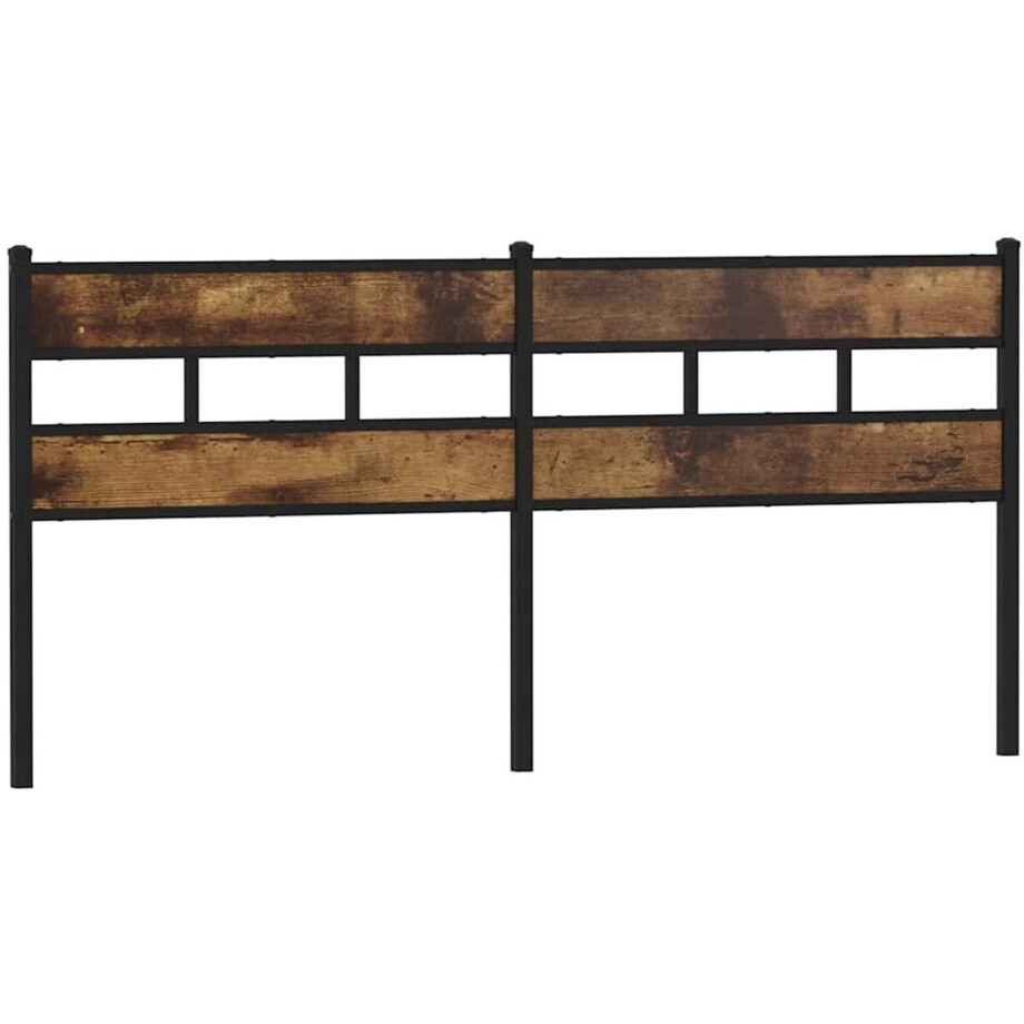 vidaXL - Vervangend - hoofdbord - 193 - cm - ijzer - en - bewerkt - hout - gerookt - eikenkleurig afbeelding 1
