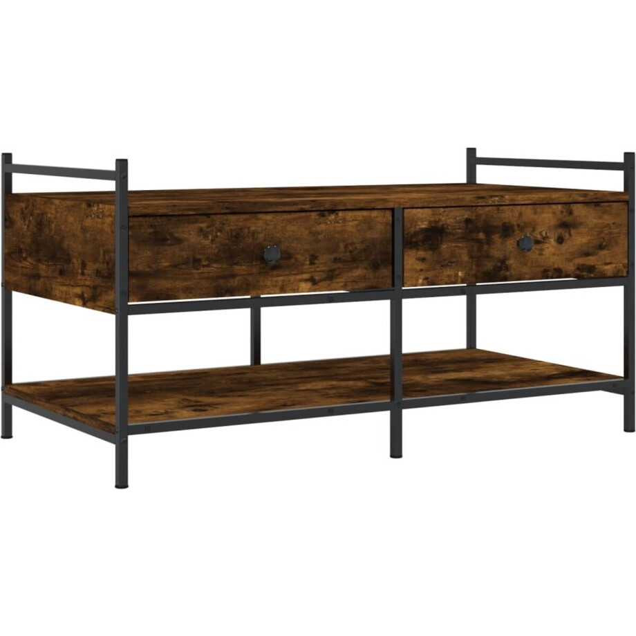 vidaXL - Salontafel - 99x50x50 - cm - bewerkt - hout - gerookt - eikenkleurig afbeelding 1