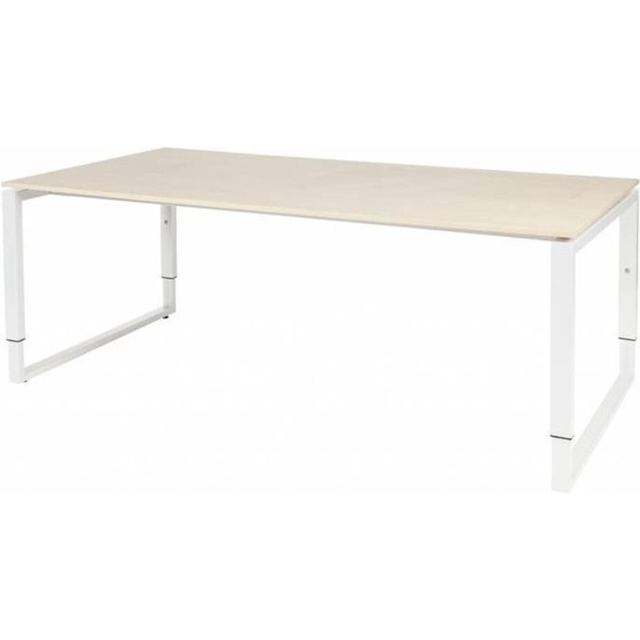 Vergadertafel - Verstelbaar - 200x100 Eiken - wit frame afbeelding 1