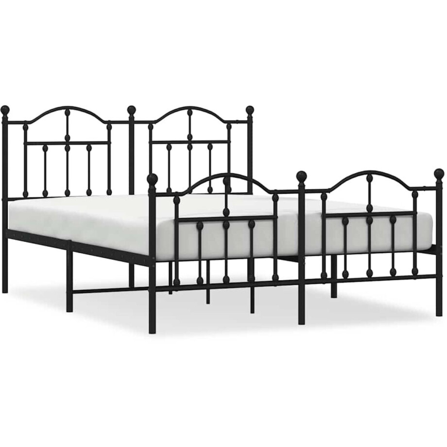 vidaXL - Bedframe - met - hoofd- - en - voeteneinde - metaal - zwart - 150x200 - cm vidaXL - Bedframe - met - hoofd- - en - voeteneinde - metaal - zwart - 150x200 - cm afbeelding 1