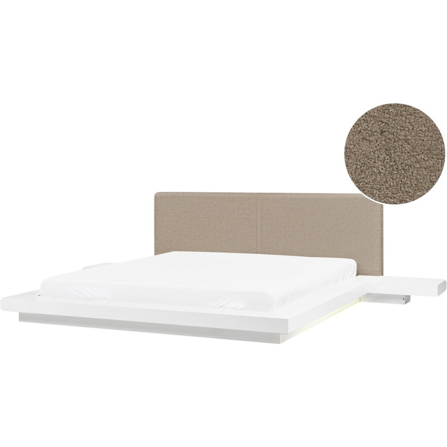 ZEN - Tweepersoonsbed met LED - Wit/Taupe - 180 x 200 cm - MDF afbeelding 1