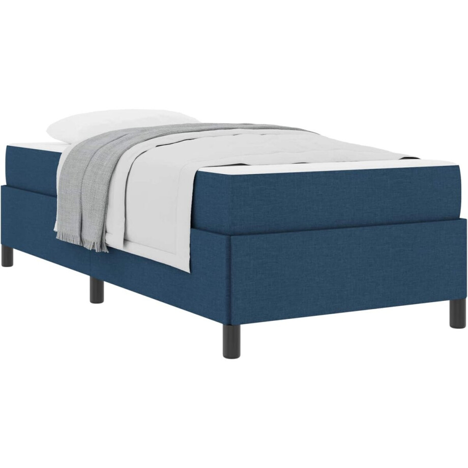 vidaXL - Boxspring - bed - met - matras - Blauw - 90 - x - 190 - cm - Stof afbeelding 1