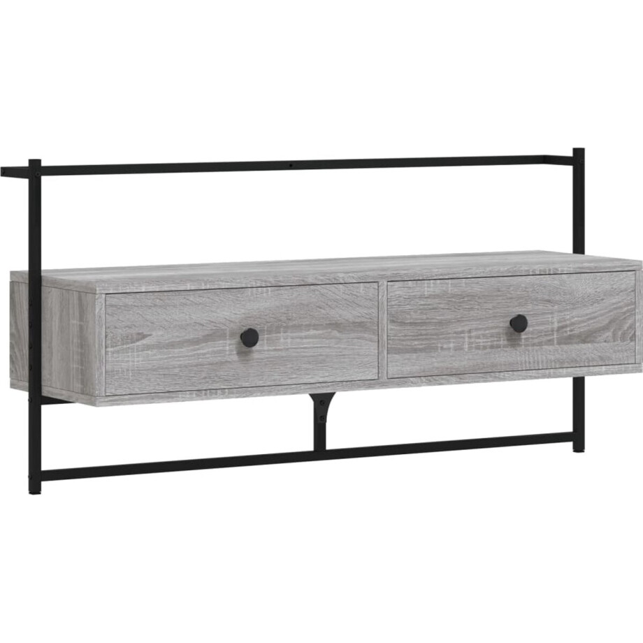 vidaXL - Tv-meubel - wandgemonteerd - 100,5x30x51 - cm - hout - grijs - sonoma - eiken afbeelding 1