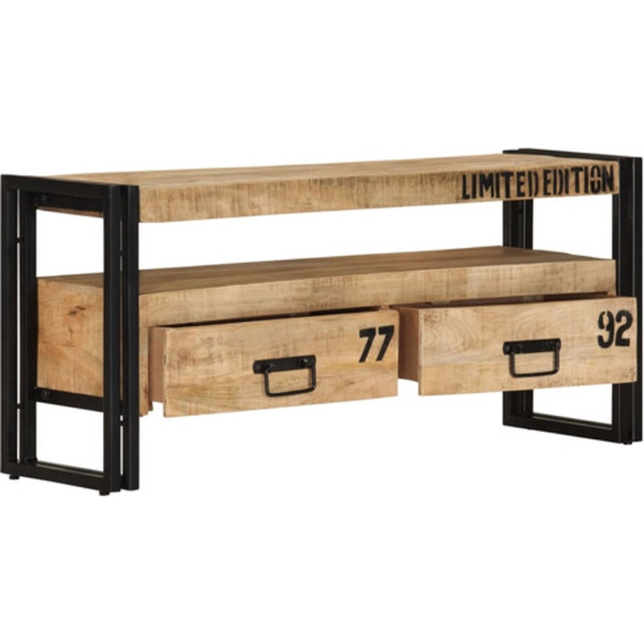 vidaXL - Tv-meubel - 100x30x45 - cm - massief - mangohout vidaXL - Tv-meubel - 100x30x45 - cm - massief - mangohout afbeelding 1