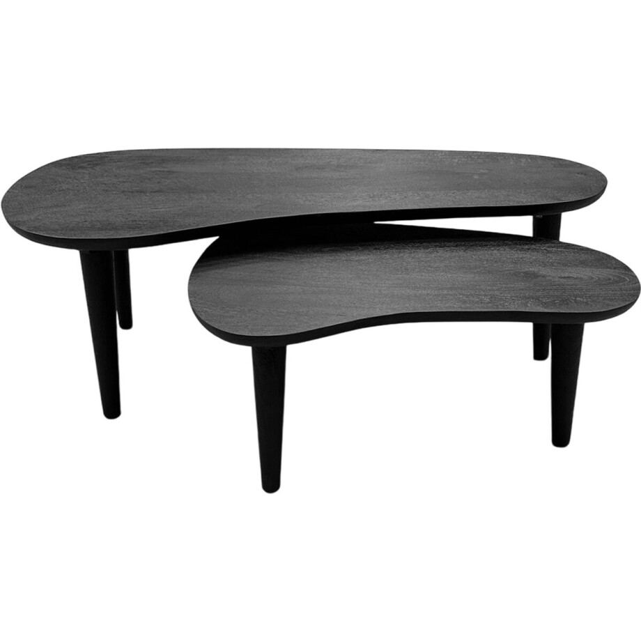 by Mooss - Salontafel - Mangohout - Organisch - Zwart - Set van 2 - Driepoot afbeelding 1