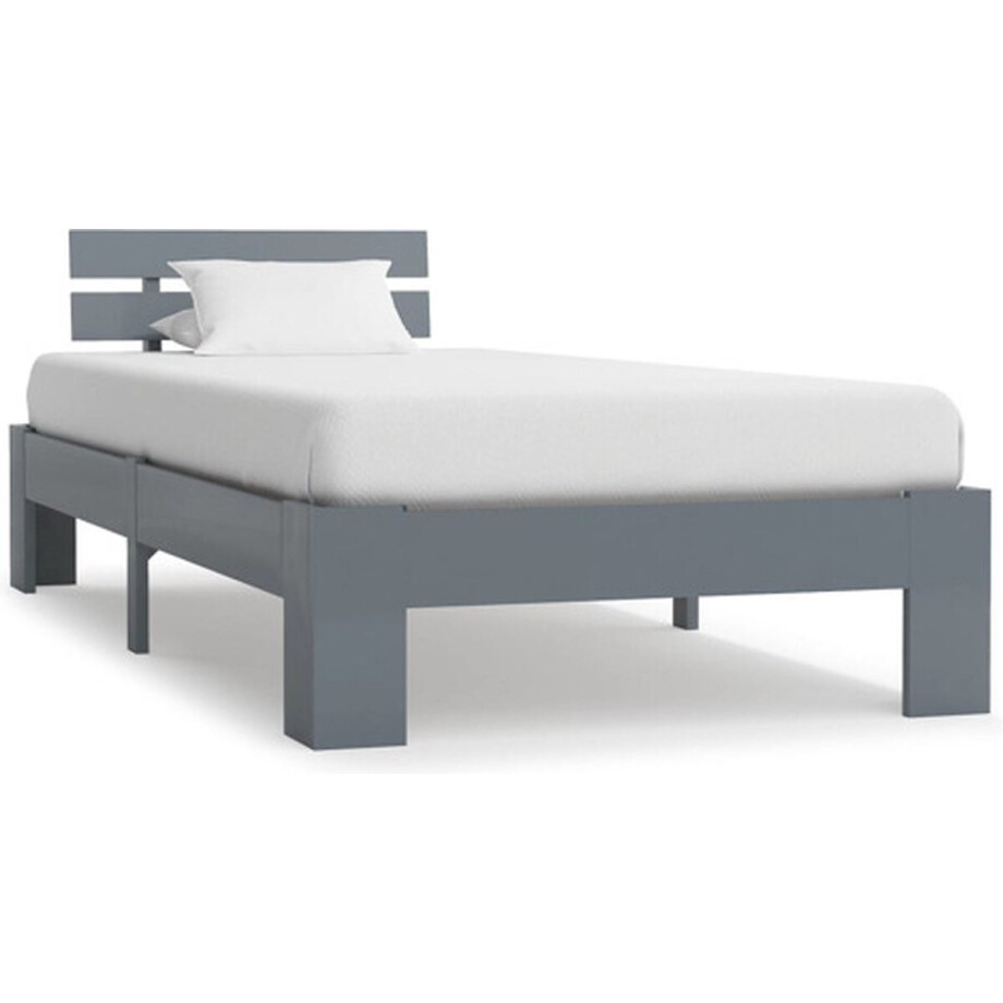 vidaXL - Bedframe - massief - grenenhout - grijs - 90x200 - cm vidaXL - Bedframe - massief - grenenhout - grijs - 90x200 - cm afbeelding 1