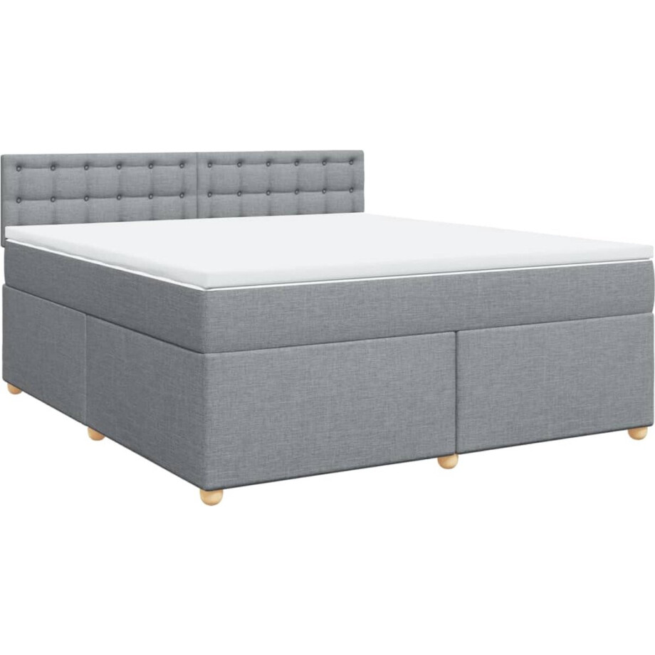 vidaXL - Boxspring - met - matras - stof - lichtgrijs - 180x200 - cm vidaXL - Boxspring - met - matras - stof - lichtgrijs - 180x200 - cm afbeelding 1