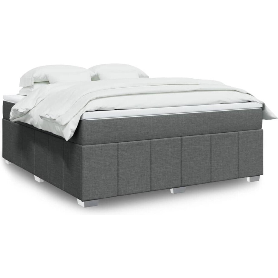 vidaXL - Boxspring - met - matras - stof - donkergrijs - 180x200 - cm vidaXL - Boxspring - met - matras - stof - donkergrijs - 180x200 - cm afbeelding 1