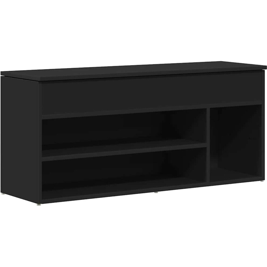 vidaXL - Schoenenbank - 102x30,5x45 - cm - bewerkt - hout - zwart afbeelding 1