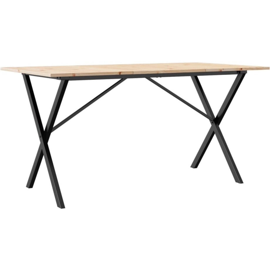 vidaXL Eettafel - Eettafels - Eetkamertafel - Tafel - Eettafel X-frame 160x80x75 cm massief grenenhout en gietijzer afbeelding 1