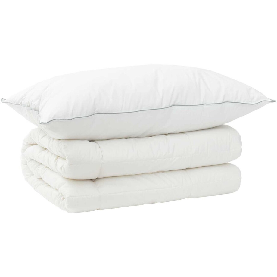 vidaXL - Dekbed - en - Kussen - Set - 2 - st - 152x203 - cm - Winter - 450 - GSM - Wol - Wit afbeelding 