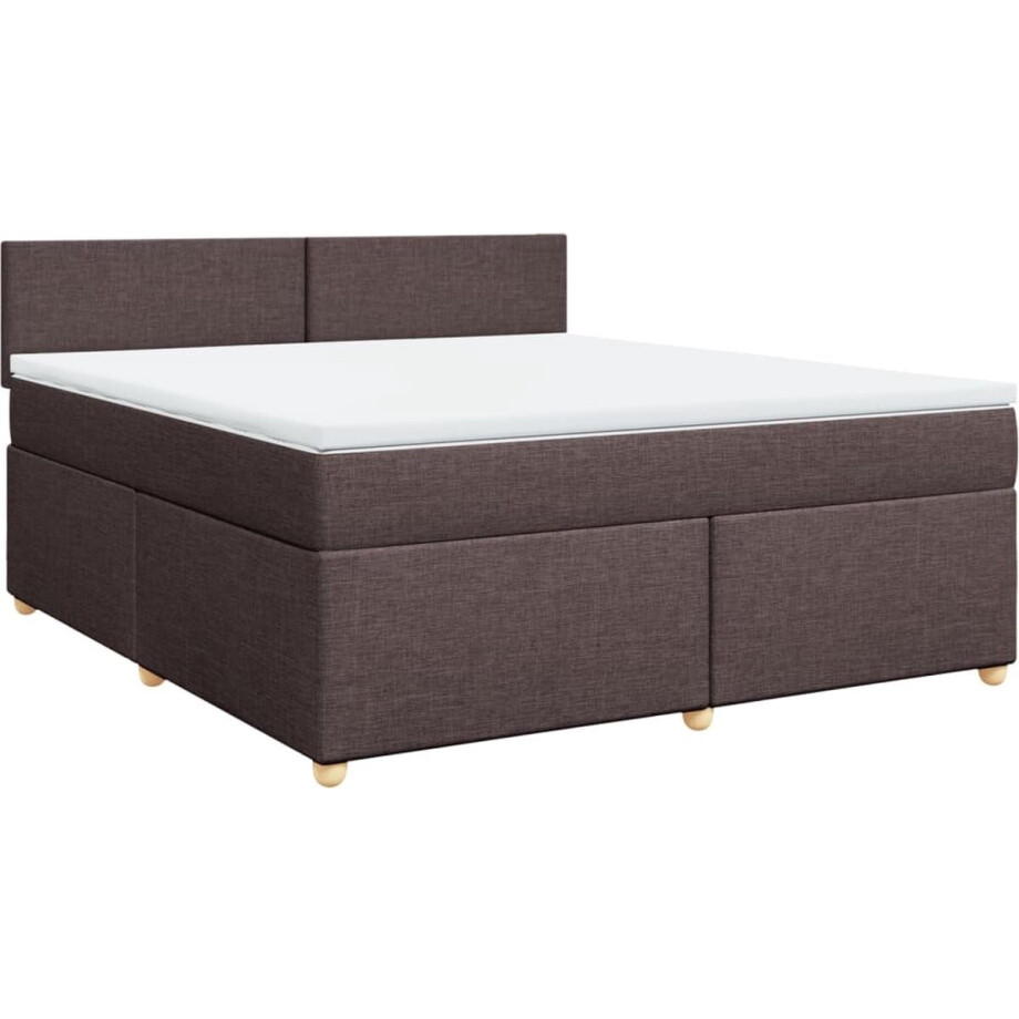 vidaXL - Boxspring - met - matras - stof - donkerbruin - 180x200 - cm afbeelding 1